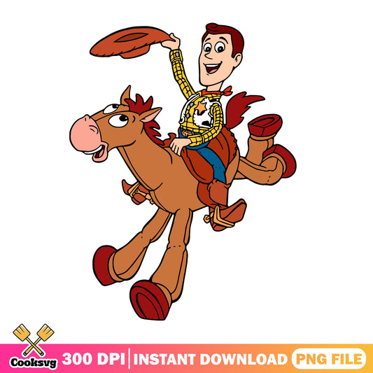 Woody Riding Bullseye Toy Story PNG, Disney PNG, Pixar PNG