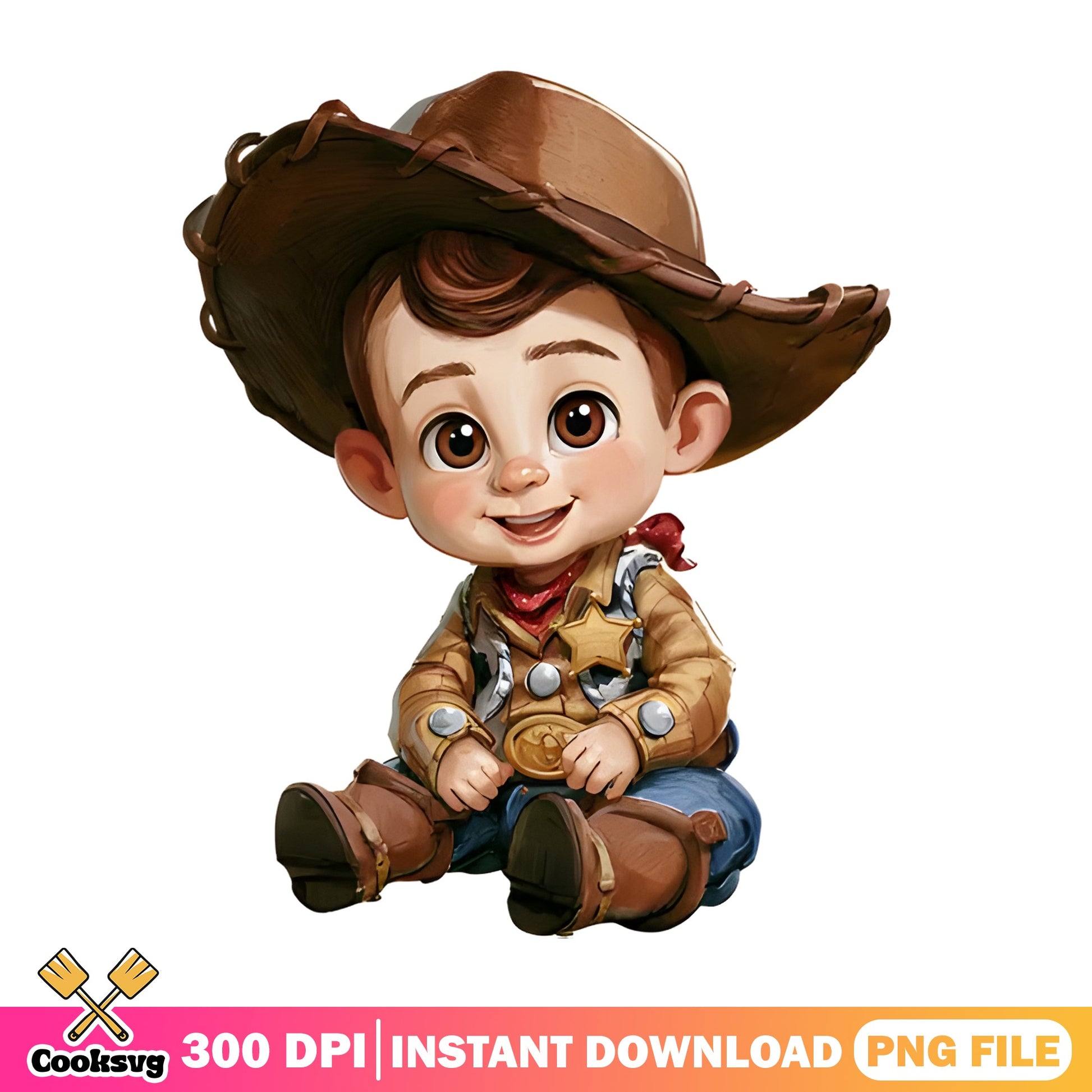 Woody Toy Story Baby PNG, Disney Pixar Clipart, Cowboy Sheriff PNG