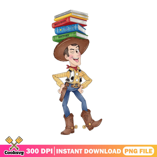 Woody Toy Story Back To School PNG, Disney PNG, School Books PNG