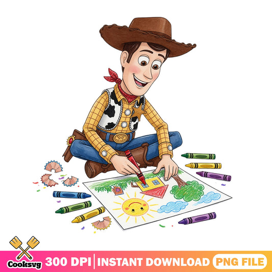 Woody Toy Story Drawing With Crayons PNG, Disney PNG, Toy Story PNG