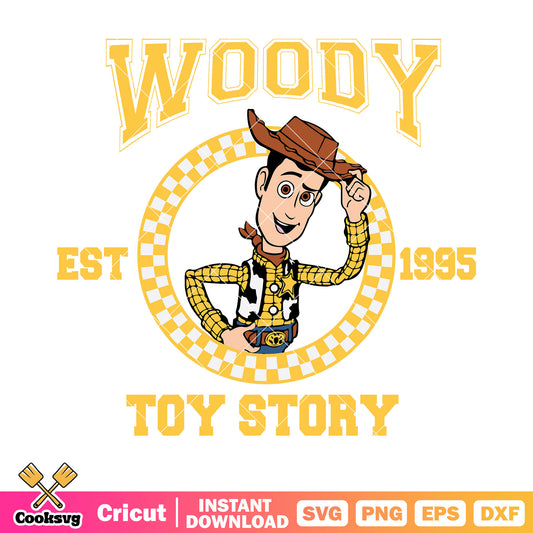Woody est 1995 svg, toy story svg, disney characters svg
