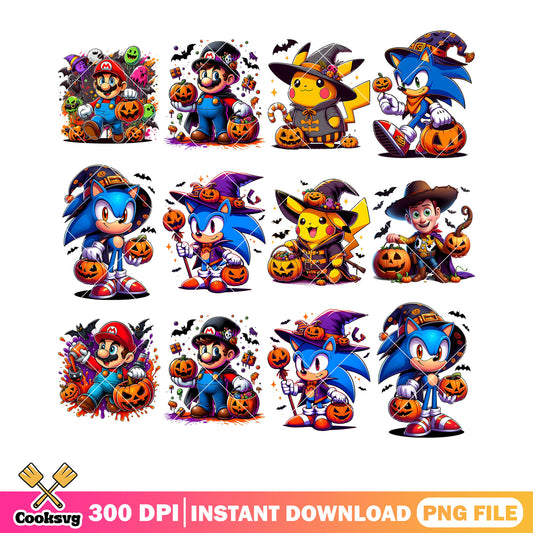 Woody spooky halloween png bundle, super mario png, witches hat png