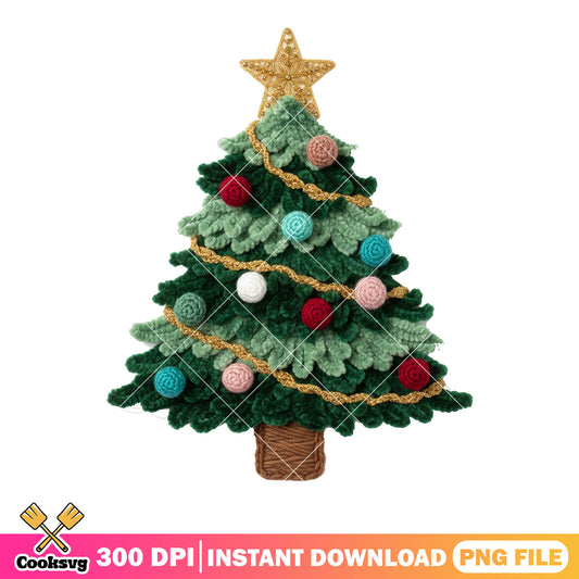 Xmas crochet decor png, christmas decor png, christmas tree png