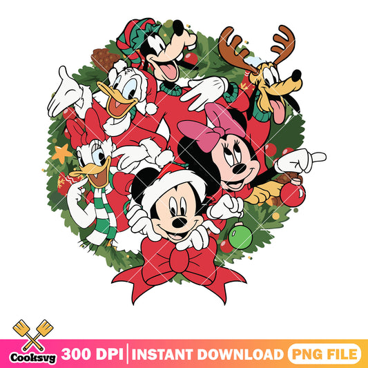 Xmas mickey disney png, Christmas wreath  png, mickey and friends png
