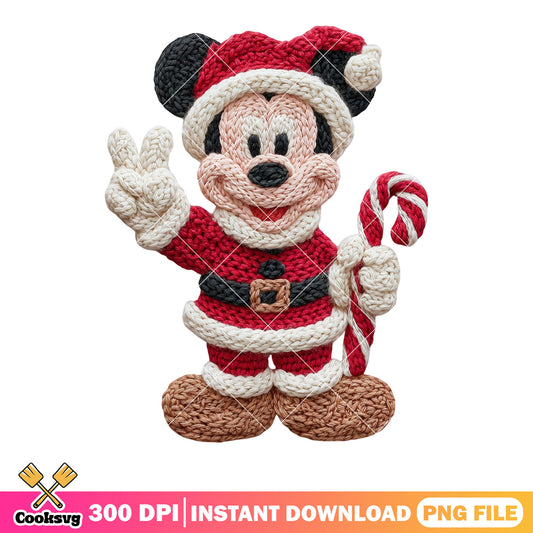 Xmas mickey mouse candy cane png, disney Christmas png, santa costume png