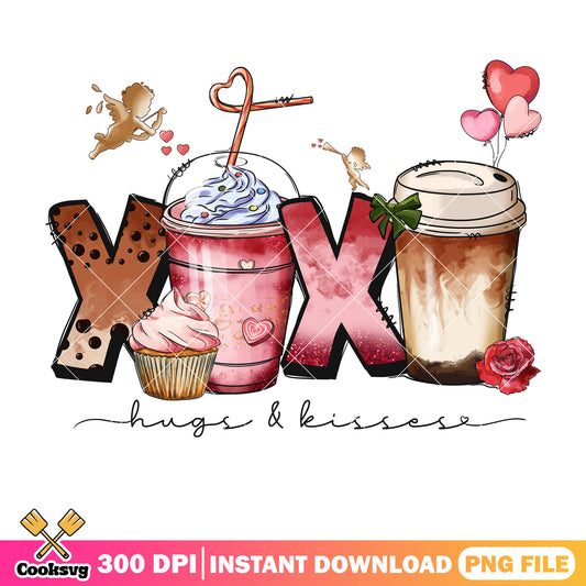 Xoxo coffee mug valentine png file, xoxo valentine png, coffee mug png