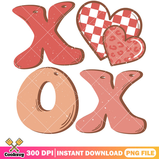 Xoxo retro valentine png design, xoxo valentine png, retro valentine png