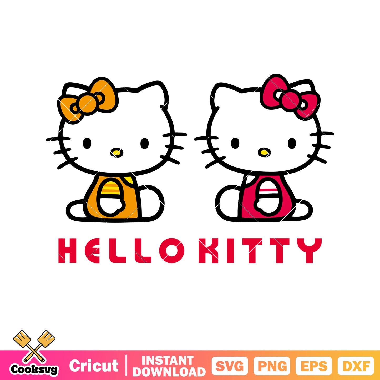 Yellow and red hello kitty svg, kitty cat svg, hello kitty cartoon svg