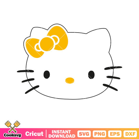 Yellow bow tie hello kitty svg file, hello kitty cartoon svg