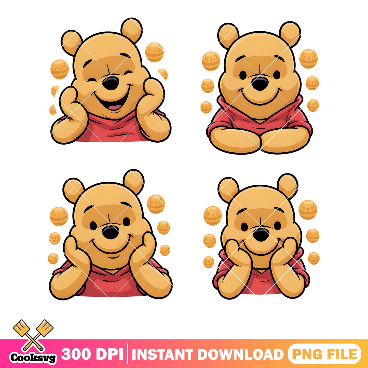 Yellow pooh poster cute png, disney vibes png,​ cute pooh bear​ png