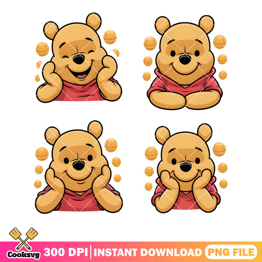 Yellow pooh poster cute png, disney vibes png,​ cute pooh bear​ png