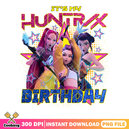 Yellow star birthday huntrix png, girl huntrix png, birthday huntrix png