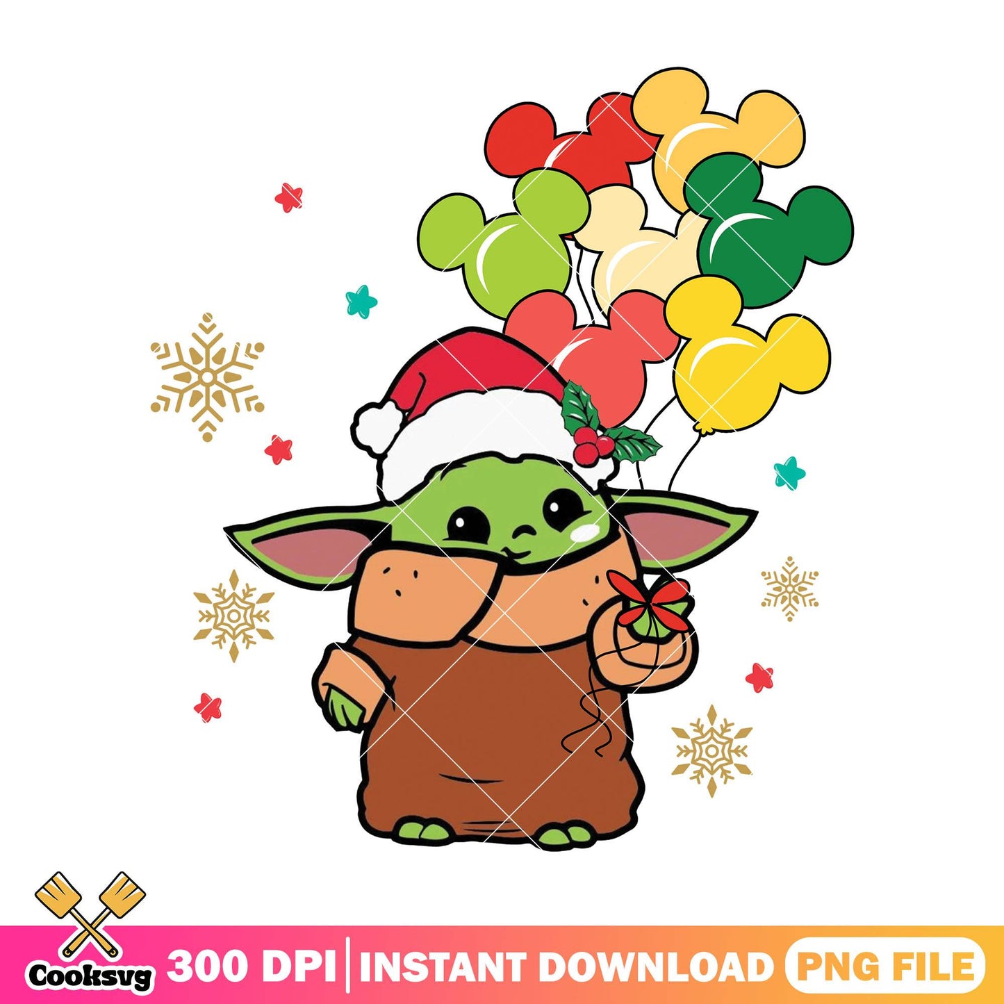 Yoda christmas balloon png, christmas gifts​ png, baby yoda png