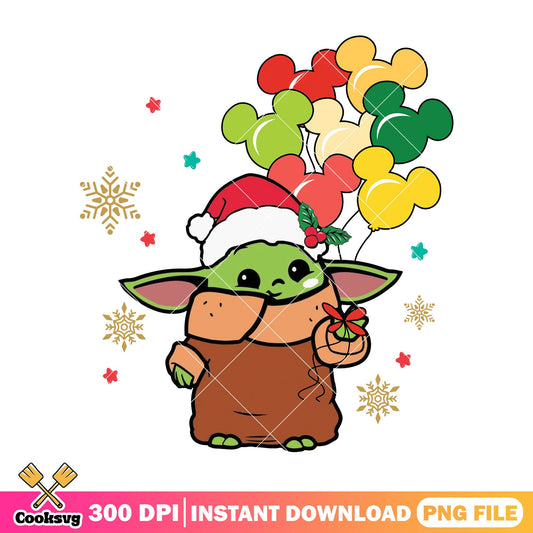 Yoda christmas balloon png, christmas gifts​ png, baby yoda png