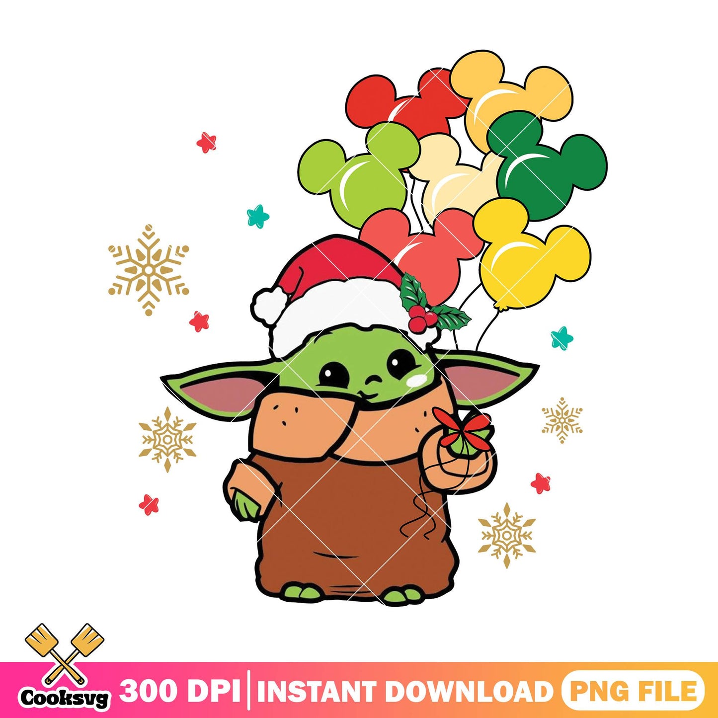 Yoda christmas balloons png, christmas gifts​ png, baby yoda png