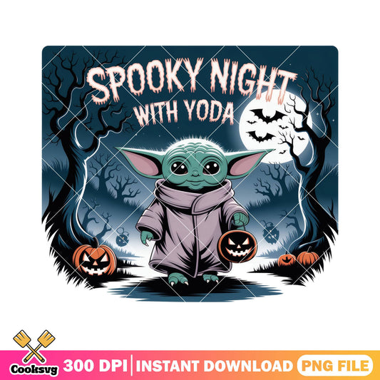 Yoda spooky night png, baby yoda png, halloween costumes png