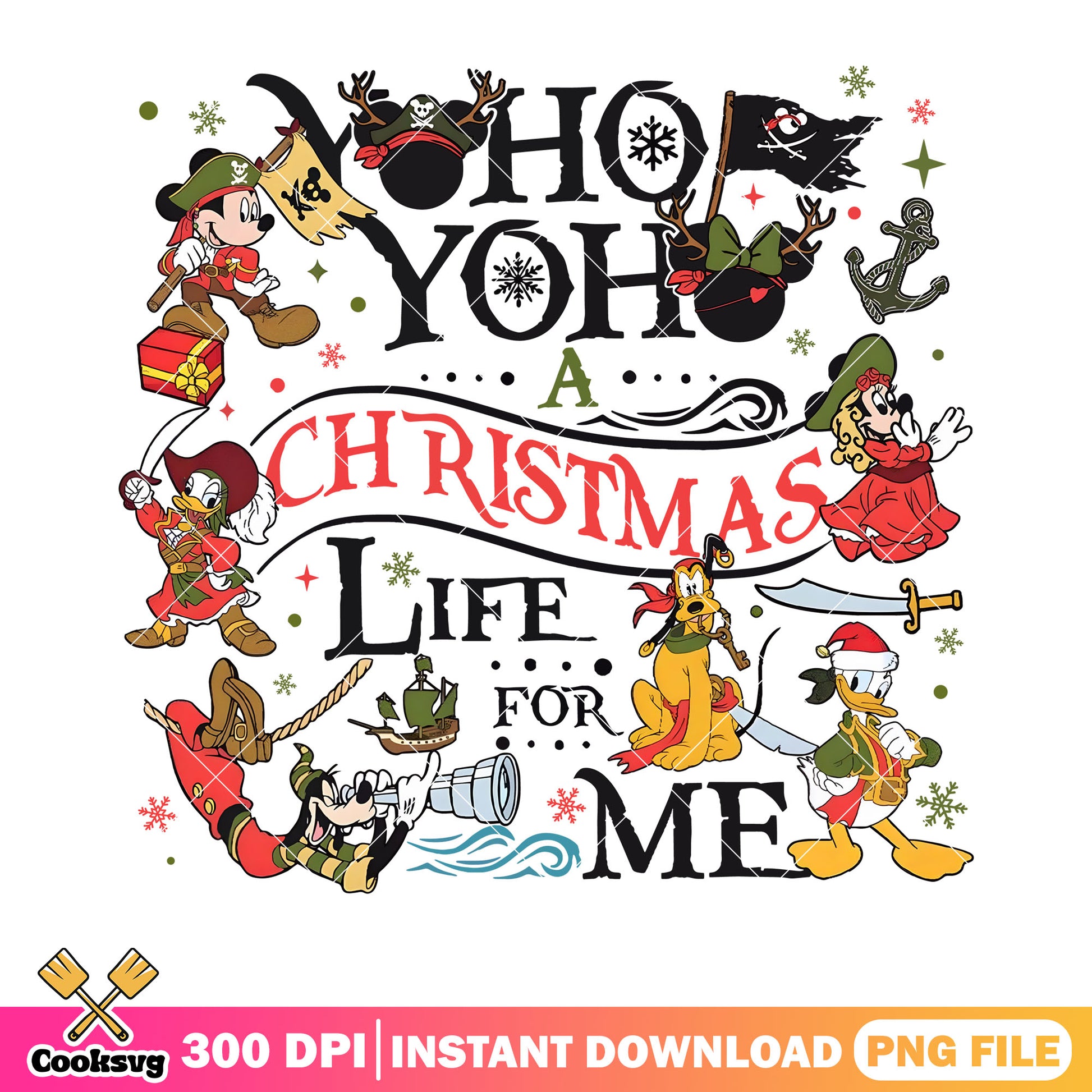 Yoho yoho christmas life for me png, mickey and friends png, xmas ​png