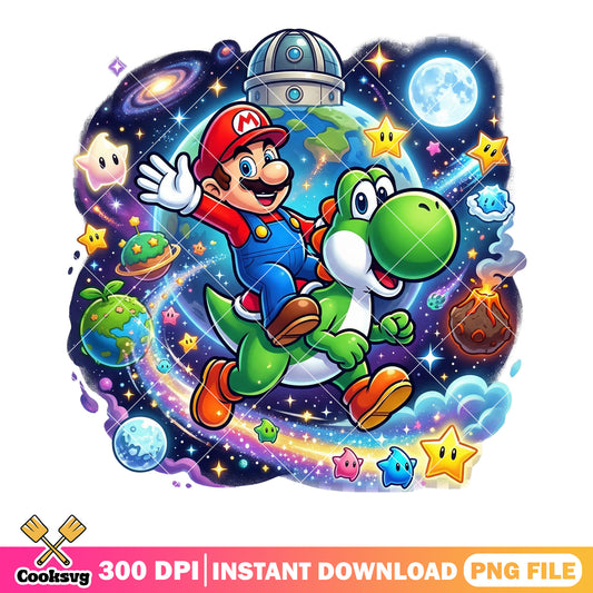 Yoshi pet mario png, super mario galaxy png, mario and yoshi png