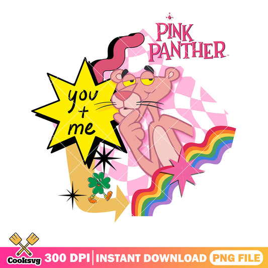 You and me rainbow png,  90s style png, pink panther cartoon png