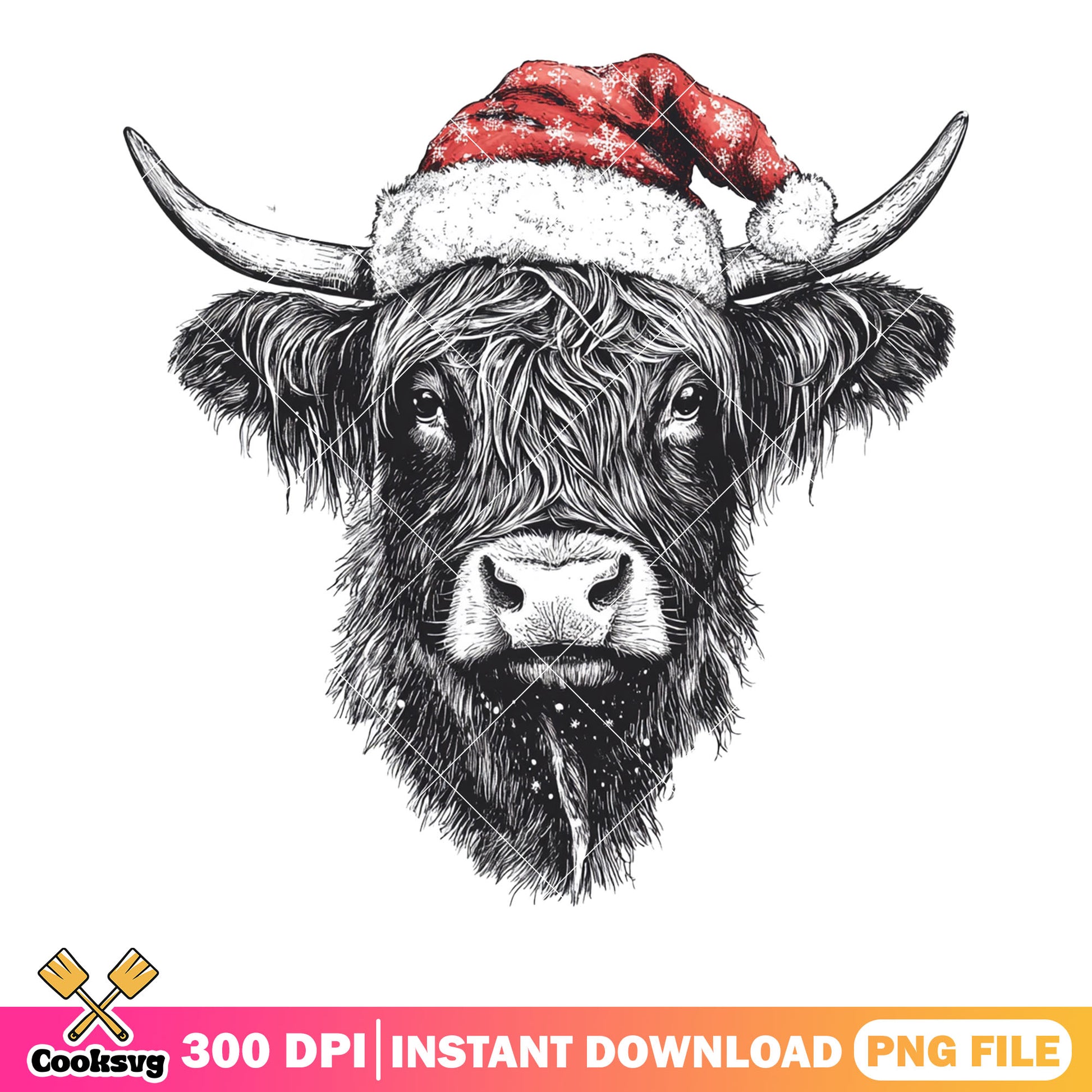 Young buffalo xmas png, santa hat png, christmas vibes png