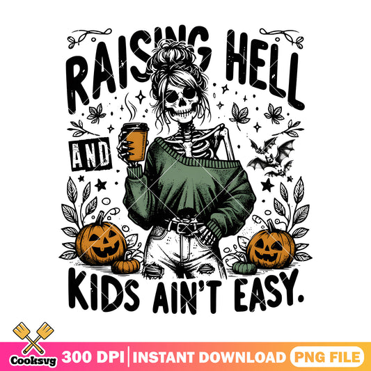 Young girl skeleton png, wicker pumpkin png, hot chocolate png