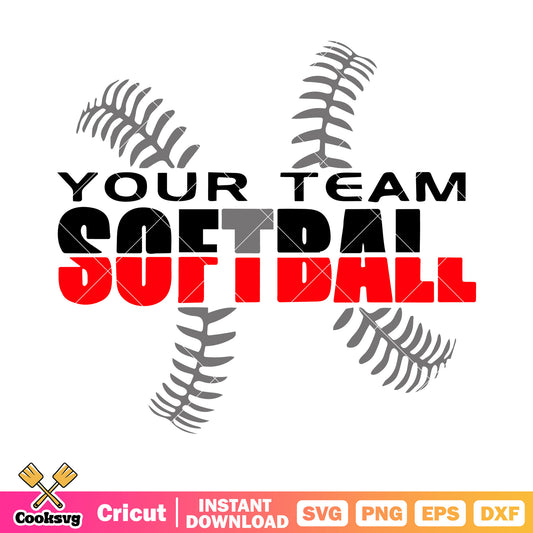 Your team softball svg, white softball svg, sport art svg