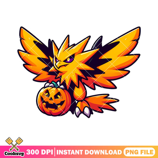 Zapdos spooky design png, characters pokemon png, halloween png