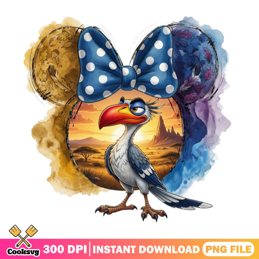 Zazu Lion King Disney PNG, Mickey Ears Bow PNG, Disney Animal PNG