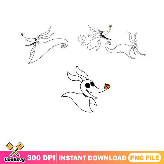 Zero eerie light png, halloween costuems png, disney costumes png