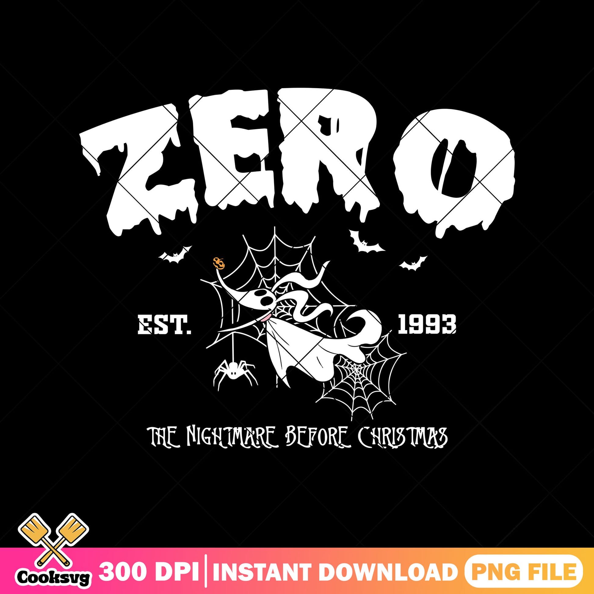 Zero whimsical ghost png, nightmare before christmas png, love zero png