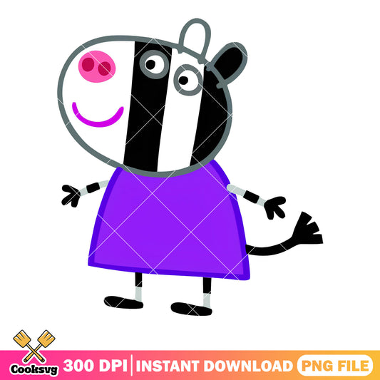 Zoe Zebra peppa character png, cartoon for kids png, peppa pig show png
