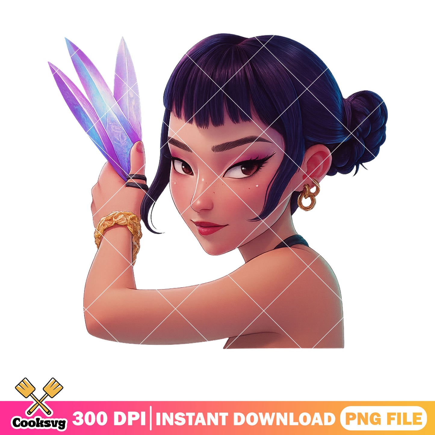 Zoey 3d pose poster png, zoey portrait holding a kunai png, kunai png