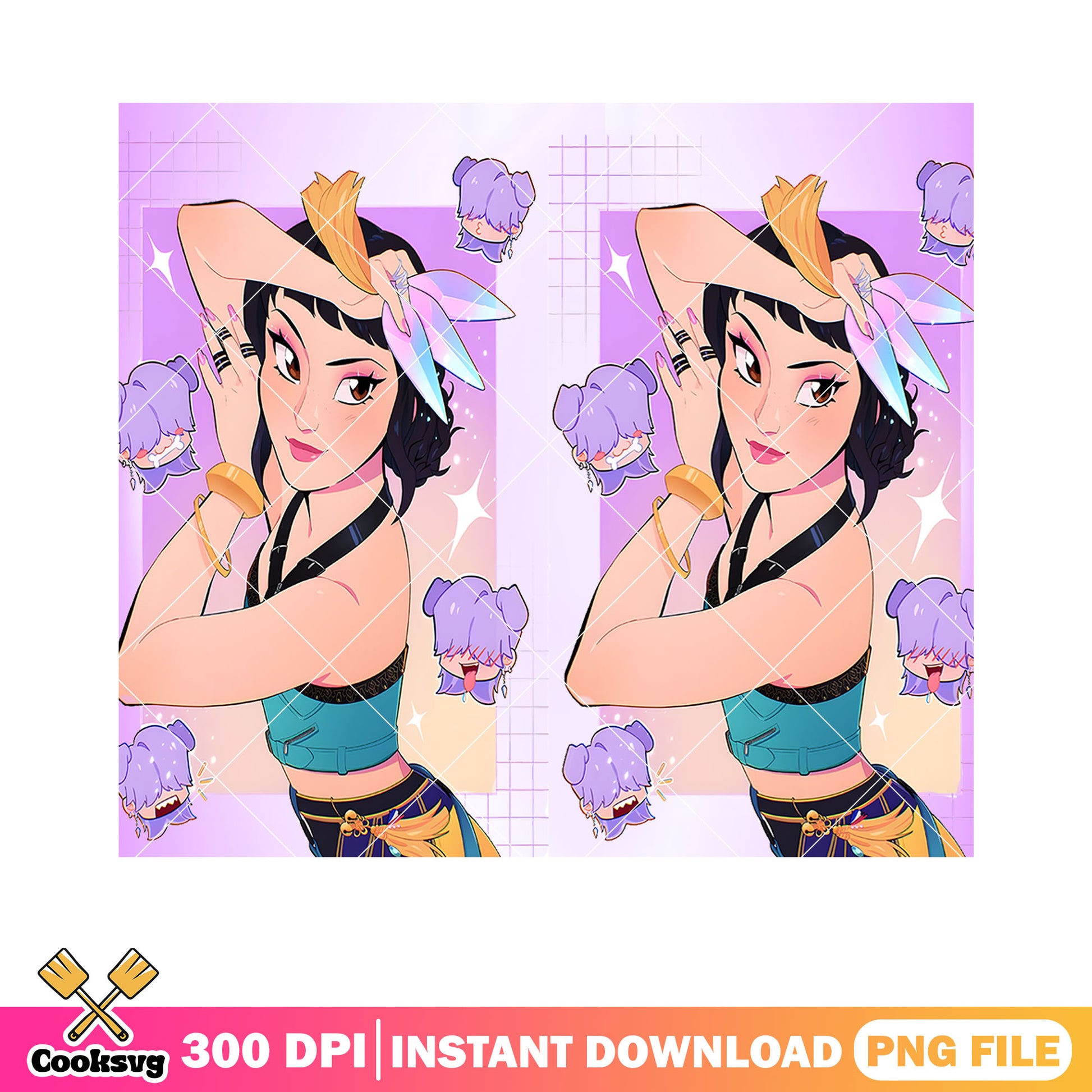 Zoey and chibi mystery png tumbler, zoey huntrix png, mystery saja png