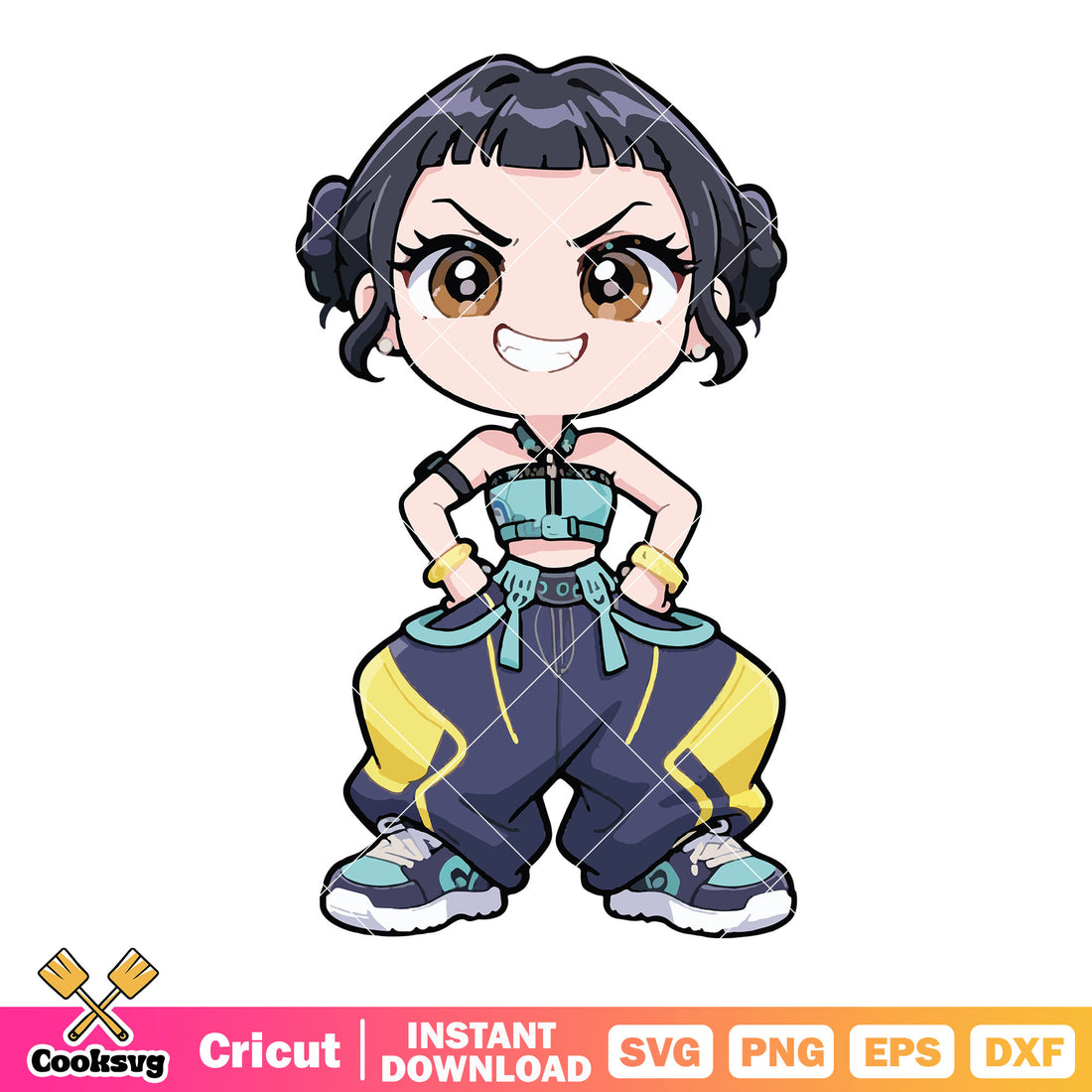 Zoey chibi proud pose svg, huntrix kpop svg, zoey kpop svg – Cooksvg