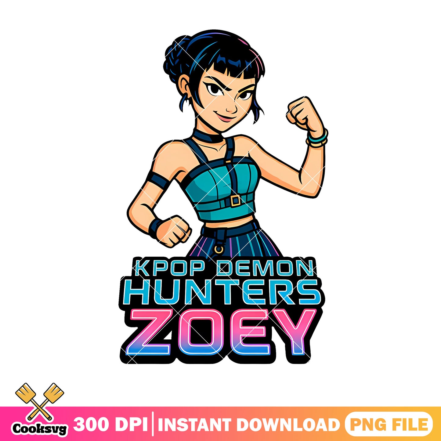 Zoey huntrix girl png, zoey huntrix png, huntrix band png