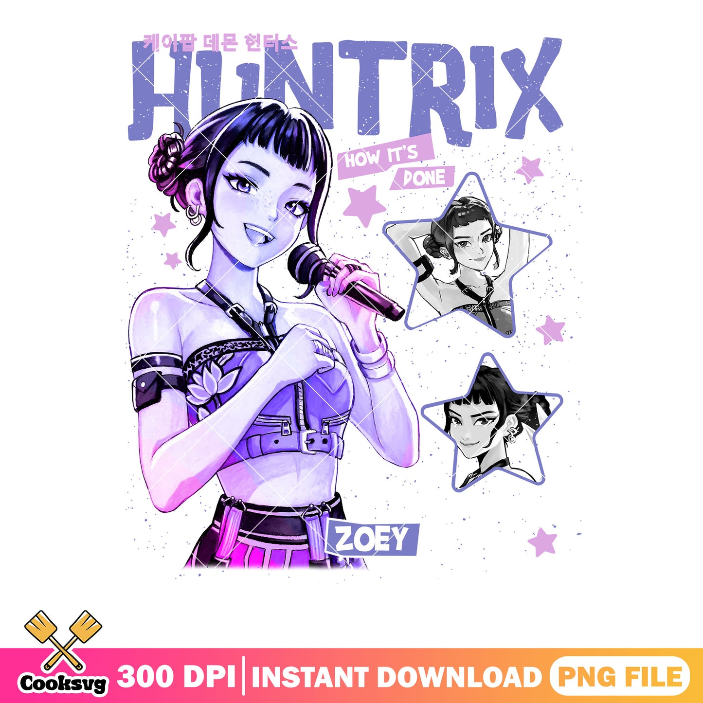 Zoey huntrix solo logo png, kpop zoey solo png, poster zoey solo png