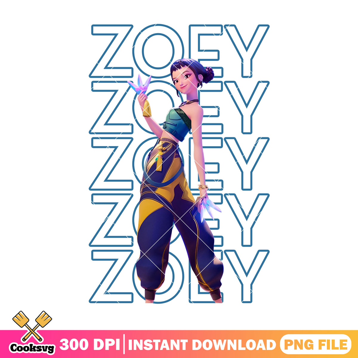 Zoey sweety design png, zoey kpop png, huntrix member png