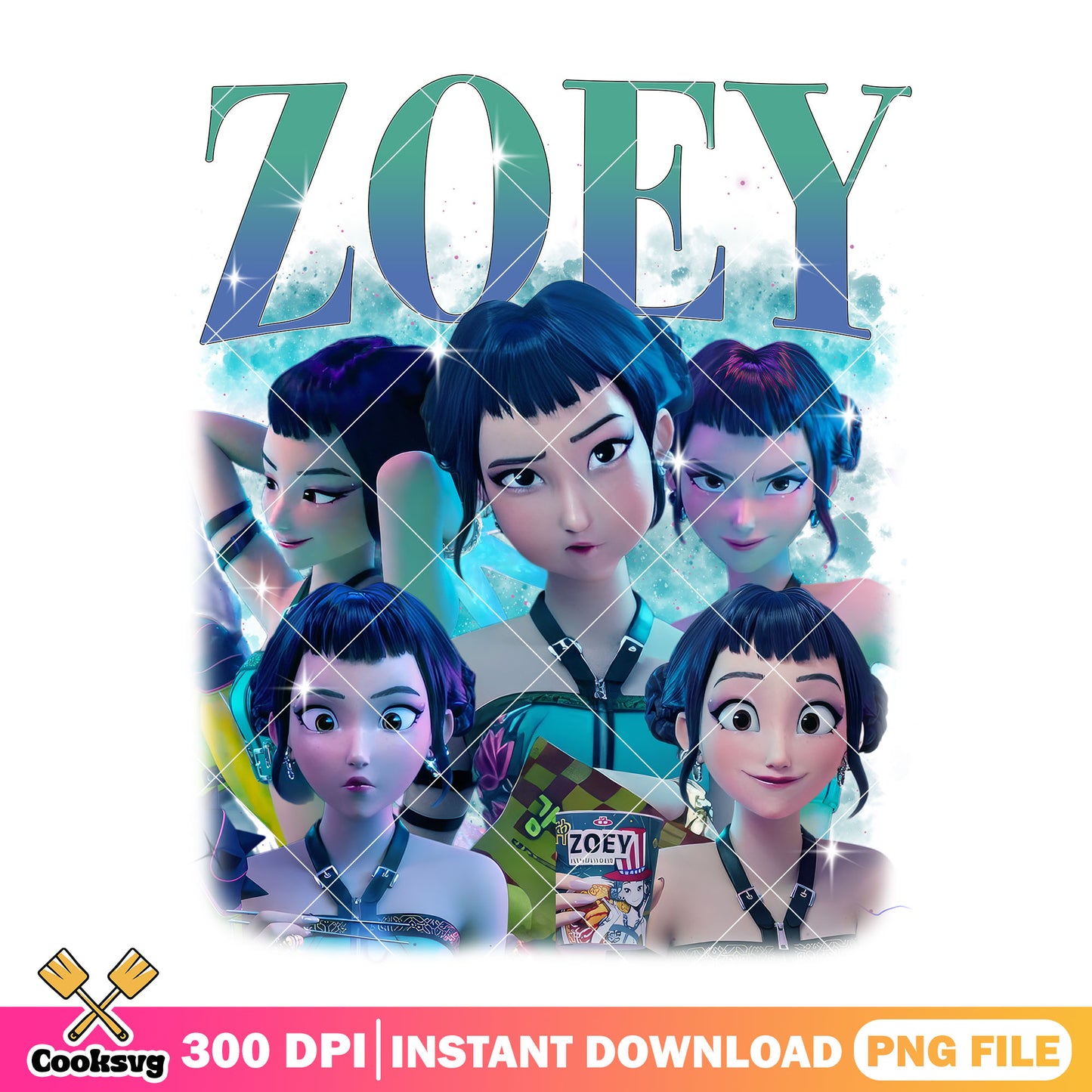 Zoey the rapper png, zoey kpop png, huntrix member png