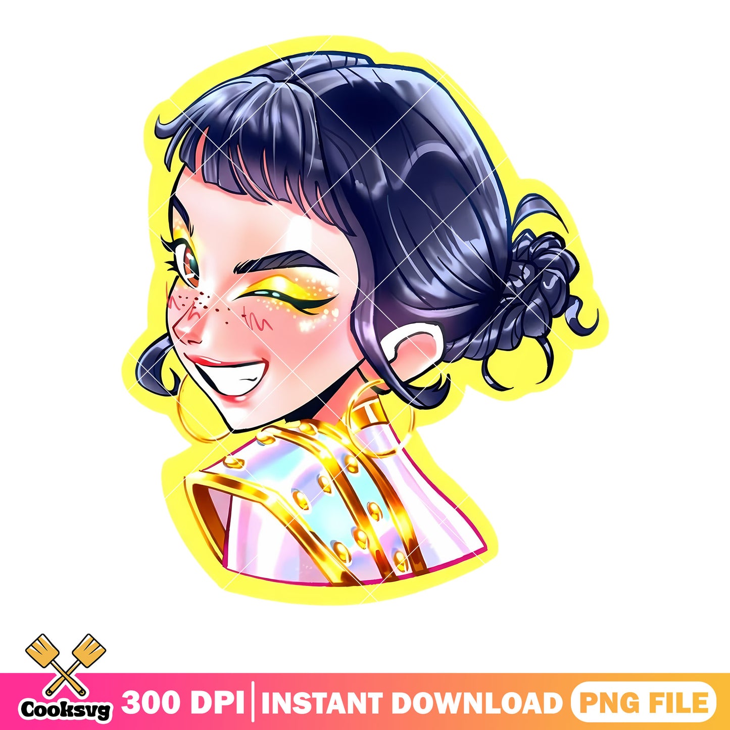 Zoey winking pose png, anime zoey kpop png, zoey huntrix png