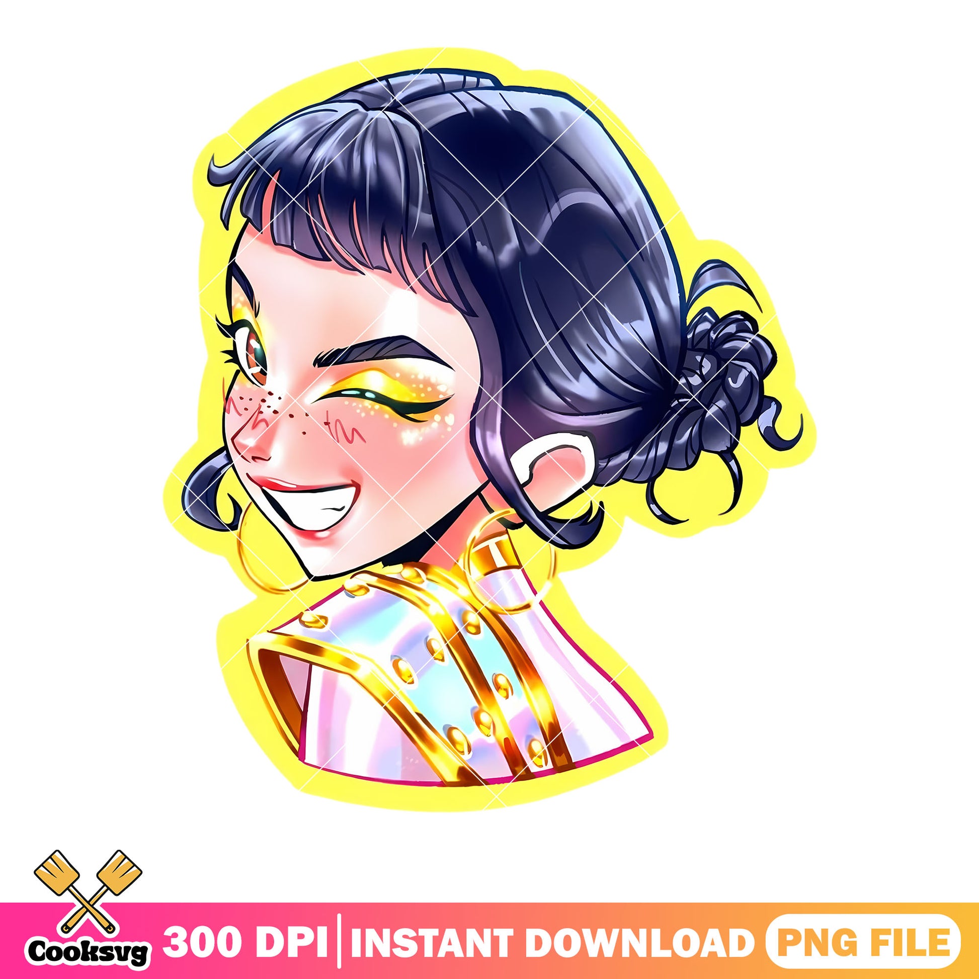 Zoey winking pose png, anime zoey kpop png, zoey huntrix png
