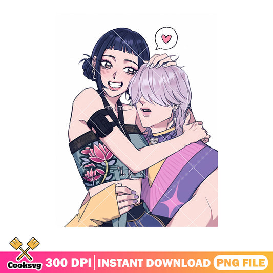 Zoey x mystery couple kpop png, zoey huntrix​ png, mystery saja png