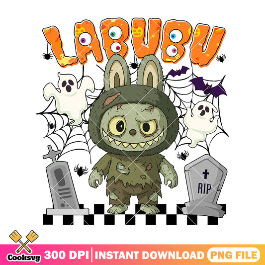 Zombie labubu halloween png, labubu cosutme​ png, labubu pop mart png