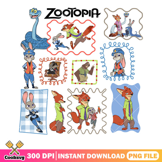 Zootopia stamp movies png, couple zootopia png, garry de snake png