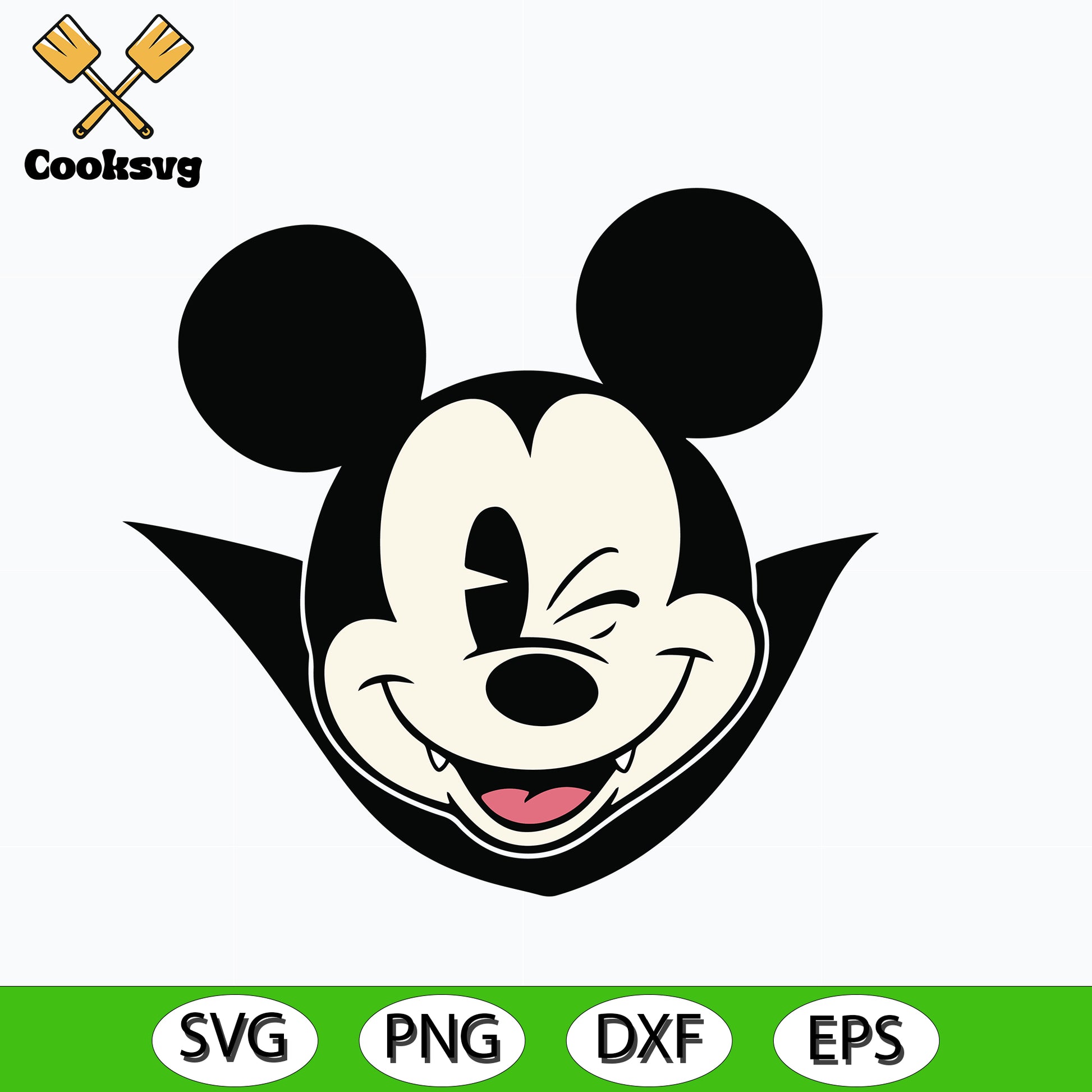 Mickey mouse dracula head halloween svg