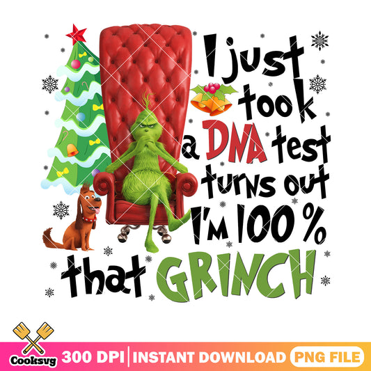 i just took a dna test png, christmas decor png, grinchmas png