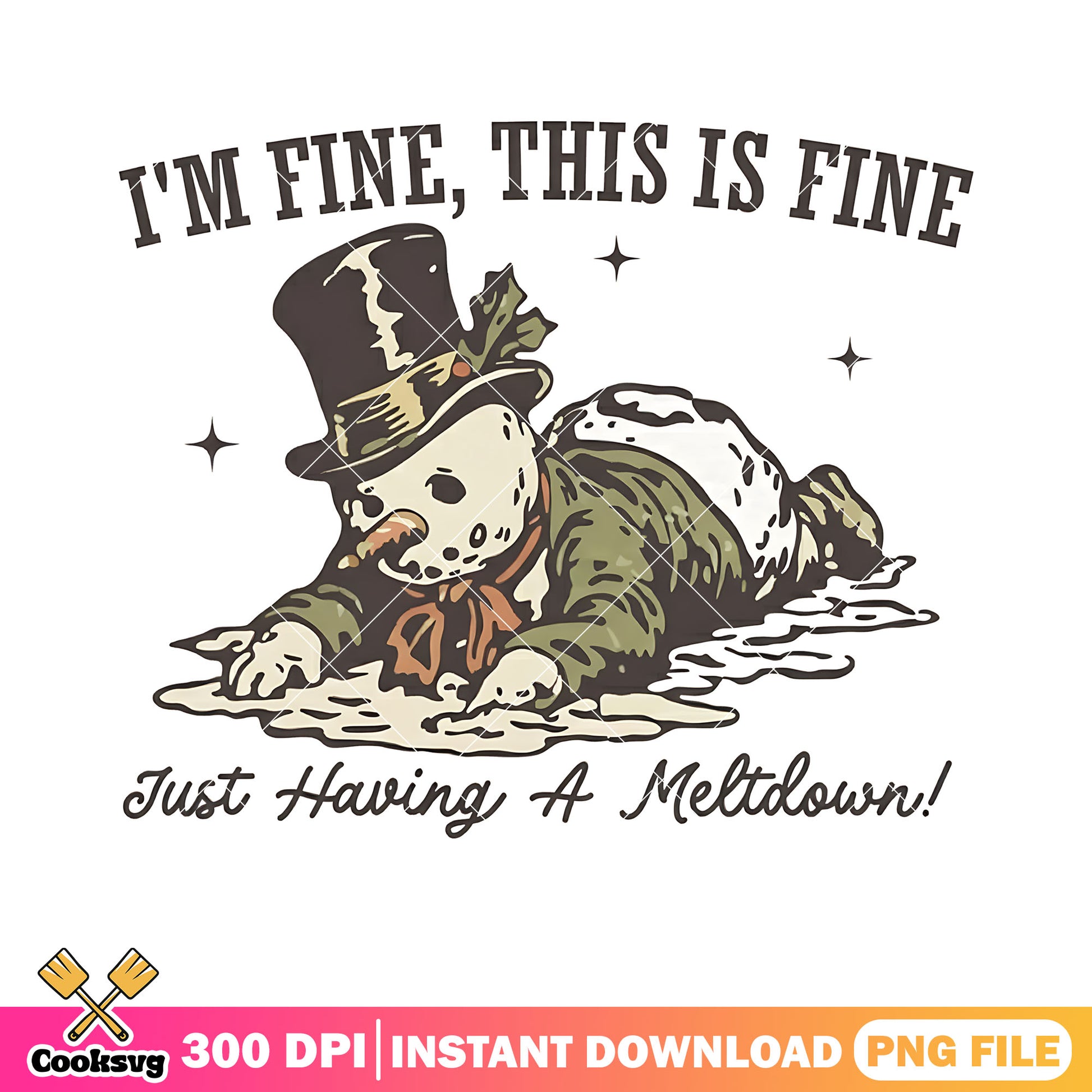 im fine this is fine png, snowman png, merry christmas png