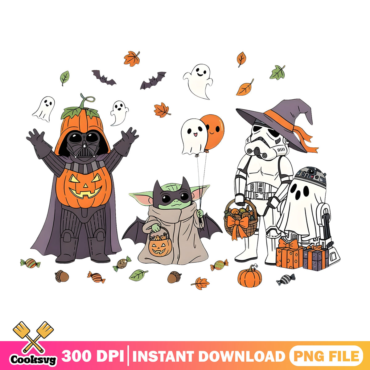 Star Wars Trick Or Treat PNG, Baby Vader Pumpkin PNG, Stormtrooper PNG
