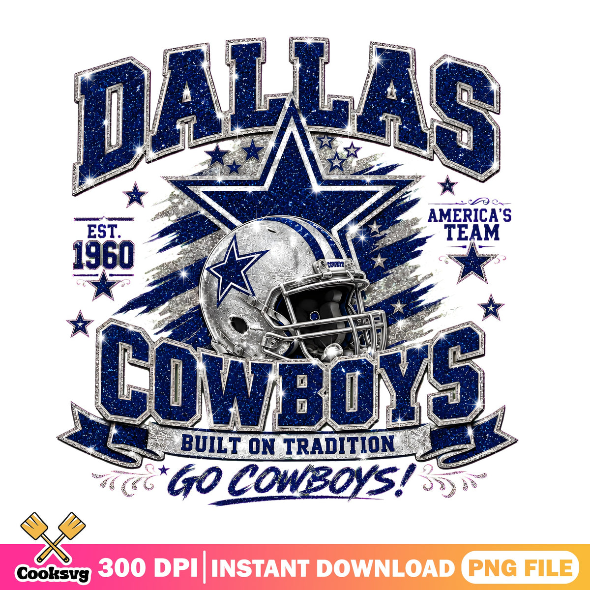 Dallas Cowboys Glitter PNG, NFL Star Helmet PNG, America's Team PNG