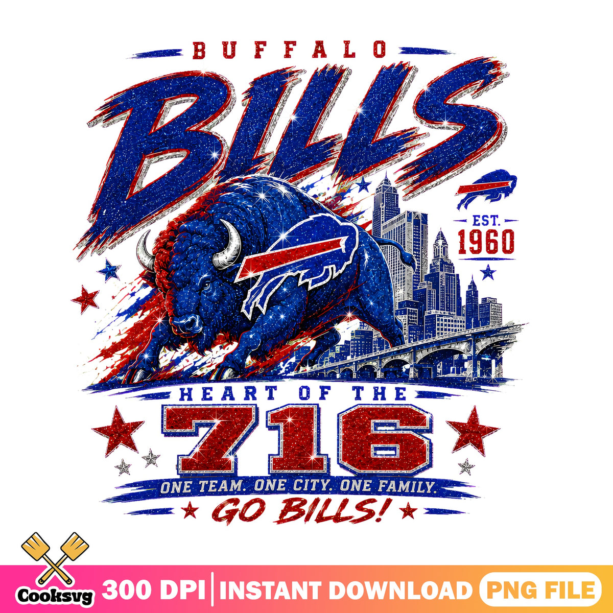 Buffalo Bills Heart 716 PNG, NFL Bison Helmet PNG, Bills Skyline PNG