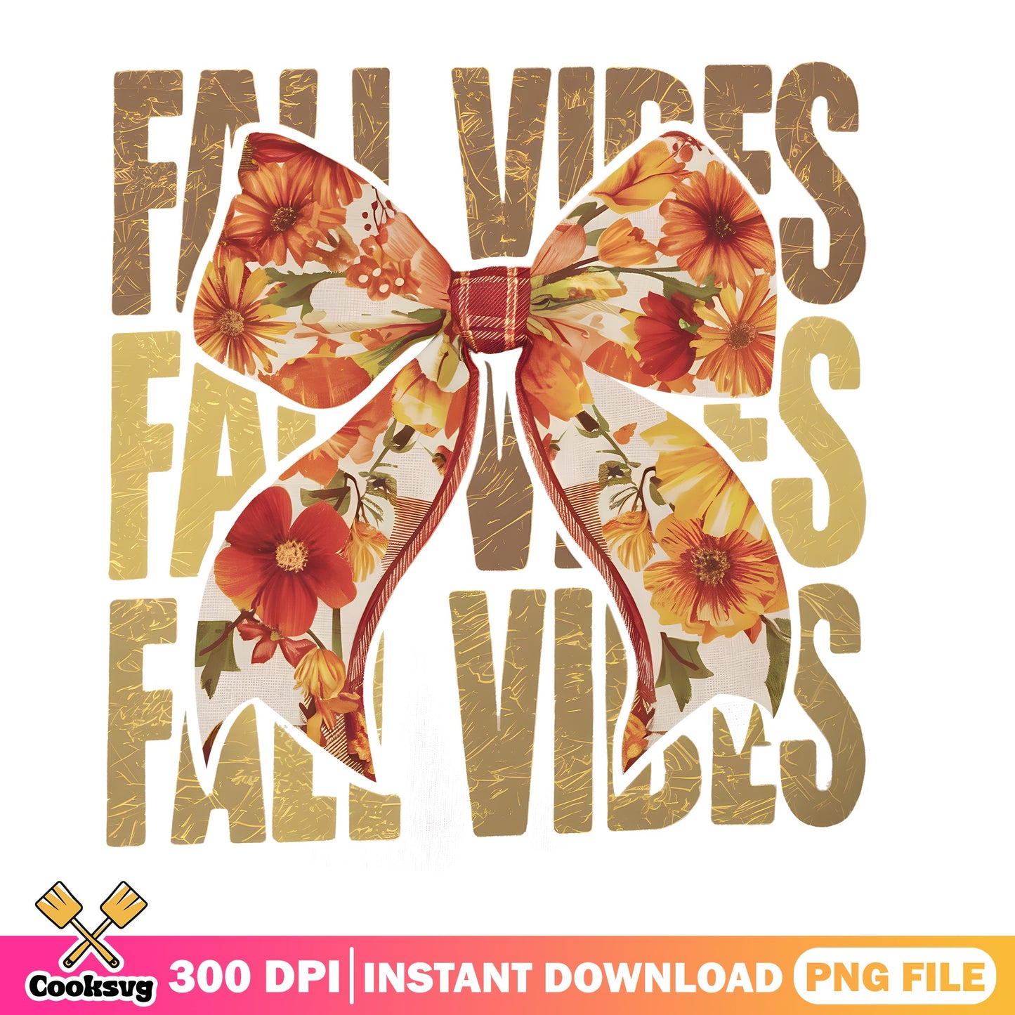 Fall Vibes Floral Bow PNG, Autumn Coquette PNG, Fall PNG